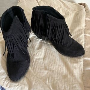 J. Adams Black Fringe Ankle Booties